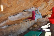 Bouldering in Hueco Tanks on 01/08/2020 with Blue Lizard Climbing and Yoga

Filename: SRM_20200108_1338360.jpg
Aperture: f/5.0
Shutter Speed: 1/400
Body: Canon EOS-1D Mark II
Lens: Canon EF 16-35mm f/2.8 L