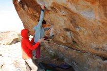 Bouldering in Hueco Tanks on 01/08/2020 with Blue Lizard Climbing and Yoga

Filename: SRM_20200108_1339470.jpg
Aperture: f/7.1
Shutter Speed: 1/400
Body: Canon EOS-1D Mark II
Lens: Canon EF 16-35mm f/2.8 L