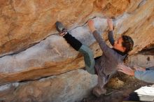 Bouldering in Hueco Tanks on 01/08/2020 with Blue Lizard Climbing and Yoga

Filename: SRM_20200108_1342541.jpg
Aperture: f/5.6
Shutter Speed: 1/400
Body: Canon EOS-1D Mark II
Lens: Canon EF 16-35mm f/2.8 L