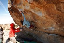 Bouldering in Hueco Tanks on 01/08/2020 with Blue Lizard Climbing and Yoga

Filename: SRM_20200108_1343590.jpg
Aperture: f/8.0
Shutter Speed: 1/400
Body: Canon EOS-1D Mark II
Lens: Canon EF 16-35mm f/2.8 L