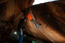 Bouldering in Hueco Tanks on 01/08/2020 with Blue Lizard Climbing and Yoga

Filename: SRM_20200108_1509290.jpg
Aperture: f/5.6
Shutter Speed: 1/250
Body: Canon EOS-1D Mark II
Lens: Canon EF 16-35mm f/2.8 L