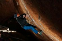 Bouldering in Hueco Tanks on 01/08/2020 with Blue Lizard Climbing and Yoga

Filename: SRM_20200108_1538090.jpg
Aperture: f/5.6
Shutter Speed: 1/250
Body: Canon EOS-1D Mark II
Lens: Canon EF 16-35mm f/2.8 L