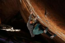 Bouldering in Hueco Tanks on 01/08/2020 with Blue Lizard Climbing and Yoga

Filename: SRM_20200108_1538290.jpg
Aperture: f/5.6
Shutter Speed: 1/250
Body: Canon EOS-1D Mark II
Lens: Canon EF 16-35mm f/2.8 L