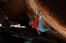 Bouldering in Hueco Tanks on 01/08/2020 with Blue Lizard Climbing and Yoga

Filename: SRM_20200108_1540250.jpg
Aperture: f/5.6
Shutter Speed: 1/250
Body: Canon EOS-1D Mark II
Lens: Canon EF 16-35mm f/2.8 L