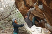 Bouldering in Hueco Tanks on 01/08/2020 with Blue Lizard Climbing and Yoga

Filename: SRM_20200108_1632150.jpg
Aperture: f/2.8
Shutter Speed: 1/250
Body: Canon EOS-1D Mark II
Lens: Canon EF 50mm f/1.8 II