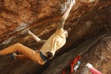 Bouldering in Hueco Tanks on 01/08/2020 with Blue Lizard Climbing and Yoga

Filename: SRM_20200108_1634550.jpg
Aperture: f/4.0
Shutter Speed: 1/400
Body: Canon EOS-1D Mark II
Lens: Canon EF 50mm f/1.8 II