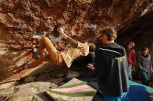 Bouldering in Hueco Tanks on 01/08/2020 with Blue Lizard Climbing and Yoga

Filename: SRM_20200108_1657330.jpg
Aperture: f/7.1
Shutter Speed: 1/320
Body: Canon EOS-1D Mark II
Lens: Canon EF 16-35mm f/2.8 L