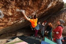 Bouldering in Hueco Tanks on 01/08/2020 with Blue Lizard Climbing and Yoga

Filename: SRM_20200108_1701010.jpg
Aperture: f/6.3
Shutter Speed: 1/320
Body: Canon EOS-1D Mark II
Lens: Canon EF 16-35mm f/2.8 L