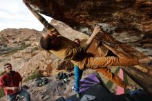 Bouldering in Hueco Tanks on 01/08/2020 with Blue Lizard Climbing and Yoga

Filename: SRM_20200108_1710481.jpg
Aperture: f/5.6
Shutter Speed: 1/500
Body: Canon EOS-1D Mark II
Lens: Canon EF 16-35mm f/2.8 L