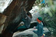 Bouldering in Hueco Tanks on 01/08/2020 with Blue Lizard Climbing and Yoga

Filename: SRM_20200108_1826250.jpg
Aperture: f/1.8
Shutter Speed: 1/100
Body: Canon EOS-1D Mark II
Lens: Canon EF 50mm f/1.8 II