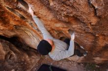 Bouldering in Hueco Tanks on 01/12/2020 with Blue Lizard Climbing and Yoga

Filename: SRM_20200112_1210120.jpg
Aperture: f/5.0
Shutter Speed: 1/250
Body: Canon EOS-1D Mark II
Lens: Canon EF 16-35mm f/2.8 L