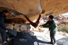 Bouldering in Hueco Tanks on 01/12/2020 with Blue Lizard Climbing and Yoga

Filename: SRM_20200112_1312530.jpg
Aperture: f/7.1
Shutter Speed: 1/250
Body: Canon EOS-1D Mark II
Lens: Canon EF 16-35mm f/2.8 L