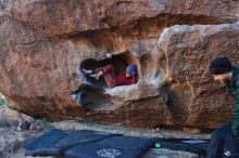 Bouldering in Hueco Tanks on 01/12/2020 with Blue Lizard Climbing and Yoga

Filename: SRM_20200112_1709230.jpg
Aperture: f/4.5
Shutter Speed: 1/250
Body: Canon EOS-1D Mark II
Lens: Canon EF 16-35mm f/2.8 L