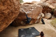 Bouldering in Hueco Tanks on 01/16/2020 with Blue Lizard Climbing and Yoga

Filename: SRM_20200116_1028070.jpg
Aperture: f/5.0
Shutter Speed: 1/320
Body: Canon EOS-1D Mark II
Lens: Canon EF 16-35mm f/2.8 L