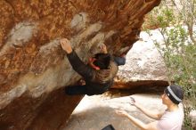 Bouldering in Hueco Tanks on 01/16/2020 with Blue Lizard Climbing and Yoga

Filename: SRM_20200116_1051360.jpg
Aperture: f/4.0
Shutter Speed: 1/250
Body: Canon EOS-1D Mark II
Lens: Canon EF 16-35mm f/2.8 L