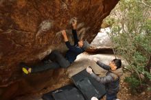 Bouldering in Hueco Tanks on 01/16/2020 with Blue Lizard Climbing and Yoga

Filename: SRM_20200116_1056120.jpg
Aperture: f/5.0
Shutter Speed: 1/250
Body: Canon EOS-1D Mark II
Lens: Canon EF 16-35mm f/2.8 L