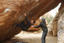 Bouldering in Hueco Tanks on 01/16/2020 with Blue Lizard Climbing and Yoga

Filename: SRM_20200116_1111520.jpg
Aperture: f/4.0
Shutter Speed: 1/320
Body: Canon EOS-1D Mark II
Lens: Canon EF 50mm f/1.8 II