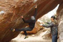 Bouldering in Hueco Tanks on 01/16/2020 with Blue Lizard Climbing and Yoga

Filename: SRM_20200116_1112530.jpg
Aperture: f/3.5
Shutter Speed: 1/320
Body: Canon EOS-1D Mark II
Lens: Canon EF 50mm f/1.8 II