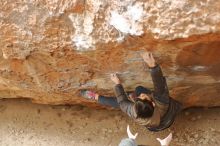 Bouldering in Hueco Tanks on 01/16/2020 with Blue Lizard Climbing and Yoga

Filename: SRM_20200116_1113210.jpg
Aperture: f/2.5
Shutter Speed: 1/320
Body: Canon EOS-1D Mark II
Lens: Canon EF 50mm f/1.8 II