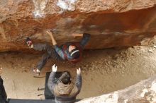 Bouldering in Hueco Tanks on 01/16/2020 with Blue Lizard Climbing and Yoga

Filename: SRM_20200116_1116580.jpg
Aperture: f/3.2
Shutter Speed: 1/320
Body: Canon EOS-1D Mark II
Lens: Canon EF 50mm f/1.8 II