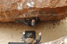 Bouldering in Hueco Tanks on 01/16/2020 with Blue Lizard Climbing and Yoga

Filename: SRM_20200116_1117580.jpg
Aperture: f/3.2
Shutter Speed: 1/320
Body: Canon EOS-1D Mark II
Lens: Canon EF 50mm f/1.8 II