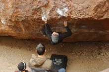 Bouldering in Hueco Tanks on 01/16/2020 with Blue Lizard Climbing and Yoga

Filename: SRM_20200116_1122200.jpg
Aperture: f/3.2
Shutter Speed: 1/320
Body: Canon EOS-1D Mark II
Lens: Canon EF 50mm f/1.8 II