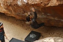 Bouldering in Hueco Tanks on 01/16/2020 with Blue Lizard Climbing and Yoga

Filename: SRM_20200116_1144340.jpg
Aperture: f/2.8
Shutter Speed: 1/320
Body: Canon EOS-1D Mark II
Lens: Canon EF 50mm f/1.8 II