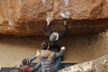 Bouldering in Hueco Tanks on 01/16/2020 with Blue Lizard Climbing and Yoga

Filename: SRM_20200116_1204090.jpg
Aperture: f/3.5
Shutter Speed: 1/320
Body: Canon EOS-1D Mark II
Lens: Canon EF 50mm f/1.8 II