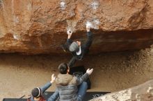 Bouldering in Hueco Tanks on 01/16/2020 with Blue Lizard Climbing and Yoga

Filename: SRM_20200116_1204100.jpg
Aperture: f/3.5
Shutter Speed: 1/320
Body: Canon EOS-1D Mark II
Lens: Canon EF 50mm f/1.8 II