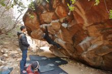 Bouldering in Hueco Tanks on 01/16/2020 with Blue Lizard Climbing and Yoga

Filename: SRM_20200116_1321310.jpg
Aperture: f/3.5
Shutter Speed: 1/200
Body: Canon EOS-1D Mark II
Lens: Canon EF 16-35mm f/2.8 L