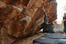 Bouldering in Hueco Tanks on 01/16/2020 with Blue Lizard Climbing and Yoga

Filename: SRM_20200116_1327530.jpg
Aperture: f/4.0
Shutter Speed: 1/250
Body: Canon EOS-1D Mark II
Lens: Canon EF 16-35mm f/2.8 L