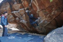 Bouldering in Hueco Tanks on 01/16/2020 with Blue Lizard Climbing and Yoga

Filename: SRM_20200116_1333350.jpg
Aperture: f/4.0
Shutter Speed: 1/250
Body: Canon EOS-1D Mark II
Lens: Canon EF 16-35mm f/2.8 L