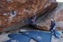 Bouldering in Hueco Tanks on 01/16/2020 with Blue Lizard Climbing and Yoga

Filename: SRM_20200116_1345210.jpg
Aperture: f/5.6
Shutter Speed: 1/250
Body: Canon EOS-1D Mark II
Lens: Canon EF 16-35mm f/2.8 L