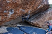 Bouldering in Hueco Tanks on 01/16/2020 with Blue Lizard Climbing and Yoga

Filename: SRM_20200116_1347040.jpg
Aperture: f/5.6
Shutter Speed: 1/250
Body: Canon EOS-1D Mark II
Lens: Canon EF 16-35mm f/2.8 L