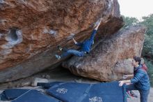 Bouldering in Hueco Tanks on 01/16/2020 with Blue Lizard Climbing and Yoga

Filename: SRM_20200116_1347440.jpg
Aperture: f/5.6
Shutter Speed: 1/250
Body: Canon EOS-1D Mark II
Lens: Canon EF 16-35mm f/2.8 L