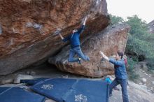 Bouldering in Hueco Tanks on 01/16/2020 with Blue Lizard Climbing and Yoga

Filename: SRM_20200116_1347450.jpg
Aperture: f/5.6
Shutter Speed: 1/250
Body: Canon EOS-1D Mark II
Lens: Canon EF 16-35mm f/2.8 L