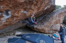 Bouldering in Hueco Tanks on 01/16/2020 with Blue Lizard Climbing and Yoga

Filename: SRM_20200116_1350550.jpg
Aperture: f/6.3
Shutter Speed: 1/250
Body: Canon EOS-1D Mark II
Lens: Canon EF 16-35mm f/2.8 L