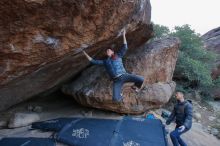 Bouldering in Hueco Tanks on 01/16/2020 with Blue Lizard Climbing and Yoga

Filename: SRM_20200116_1351001.jpg
Aperture: f/8.0
Shutter Speed: 1/250
Body: Canon EOS-1D Mark II
Lens: Canon EF 16-35mm f/2.8 L