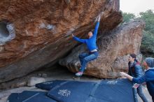 Bouldering in Hueco Tanks on 01/16/2020 with Blue Lizard Climbing and Yoga

Filename: SRM_20200116_1355380.jpg
Aperture: f/6.3
Shutter Speed: 1/320
Body: Canon EOS-1D Mark II
Lens: Canon EF 16-35mm f/2.8 L