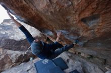 Bouldering in Hueco Tanks on 01/16/2020 with Blue Lizard Climbing and Yoga

Filename: SRM_20200116_1359070.jpg
Aperture: f/6.3
Shutter Speed: 1/320
Body: Canon EOS-1D Mark II
Lens: Canon EF 16-35mm f/2.8 L