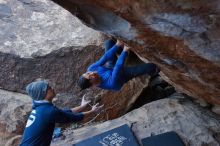 Bouldering in Hueco Tanks on 01/16/2020 with Blue Lizard Climbing and Yoga

Filename: SRM_20200116_1404210.jpg
Aperture: f/6.3
Shutter Speed: 1/320
Body: Canon EOS-1D Mark II
Lens: Canon EF 16-35mm f/2.8 L