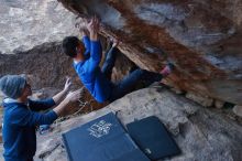 Bouldering in Hueco Tanks on 01/16/2020 with Blue Lizard Climbing and Yoga

Filename: SRM_20200116_1404400.jpg
Aperture: f/6.3
Shutter Speed: 1/320
Body: Canon EOS-1D Mark II
Lens: Canon EF 16-35mm f/2.8 L