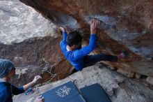 Bouldering in Hueco Tanks on 01/16/2020 with Blue Lizard Climbing and Yoga

Filename: SRM_20200116_1404490.jpg
Aperture: f/6.3
Shutter Speed: 1/320
Body: Canon EOS-1D Mark II
Lens: Canon EF 16-35mm f/2.8 L