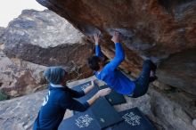 Bouldering in Hueco Tanks on 01/16/2020 with Blue Lizard Climbing and Yoga

Filename: SRM_20200116_1404580.jpg
Aperture: f/6.3
Shutter Speed: 1/320
Body: Canon EOS-1D Mark II
Lens: Canon EF 16-35mm f/2.8 L