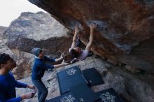 Bouldering in Hueco Tanks on 01/16/2020 with Blue Lizard Climbing and Yoga

Filename: SRM_20200116_1407240.jpg
Aperture: f/7.1
Shutter Speed: 1/320
Body: Canon EOS-1D Mark II
Lens: Canon EF 16-35mm f/2.8 L