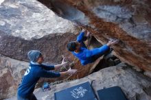 Bouldering in Hueco Tanks on 01/16/2020 with Blue Lizard Climbing and Yoga

Filename: SRM_20200116_1410030.jpg
Aperture: f/3.2
Shutter Speed: 1/320
Body: Canon EOS-1D Mark II
Lens: Canon EF 16-35mm f/2.8 L