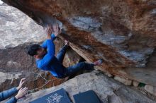 Bouldering in Hueco Tanks on 01/16/2020 with Blue Lizard Climbing and Yoga

Filename: SRM_20200116_1416530.jpg
Aperture: f/4.5
Shutter Speed: 1/320
Body: Canon EOS-1D Mark II
Lens: Canon EF 16-35mm f/2.8 L