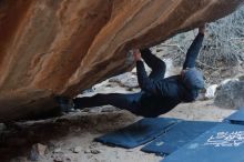 Bouldering in Hueco Tanks on 01/16/2020 with Blue Lizard Climbing and Yoga

Filename: SRM_20200116_1444300.jpg
Aperture: f/3.2
Shutter Speed: 1/250
Body: Canon EOS-1D Mark II
Lens: Canon EF 50mm f/1.8 II