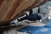 Bouldering in Hueco Tanks on 01/16/2020 with Blue Lizard Climbing and Yoga

Filename: SRM_20200116_1444320.jpg
Aperture: f/3.2
Shutter Speed: 1/250
Body: Canon EOS-1D Mark II
Lens: Canon EF 50mm f/1.8 II
