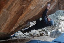 Bouldering in Hueco Tanks on 01/16/2020 with Blue Lizard Climbing and Yoga

Filename: SRM_20200116_1444340.jpg
Aperture: f/3.2
Shutter Speed: 1/250
Body: Canon EOS-1D Mark II
Lens: Canon EF 50mm f/1.8 II